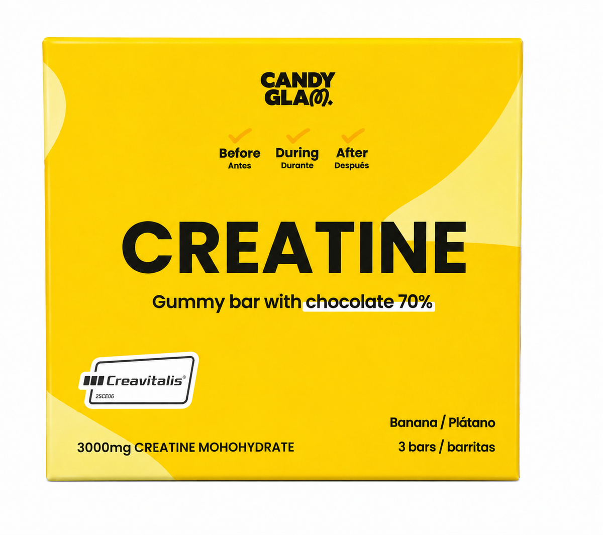 Candyglam Creatine | Gummy Bar Vegana Con Chocolate 70% | 3g Creatina Creavitalis® | Pack 9 Barritas_1