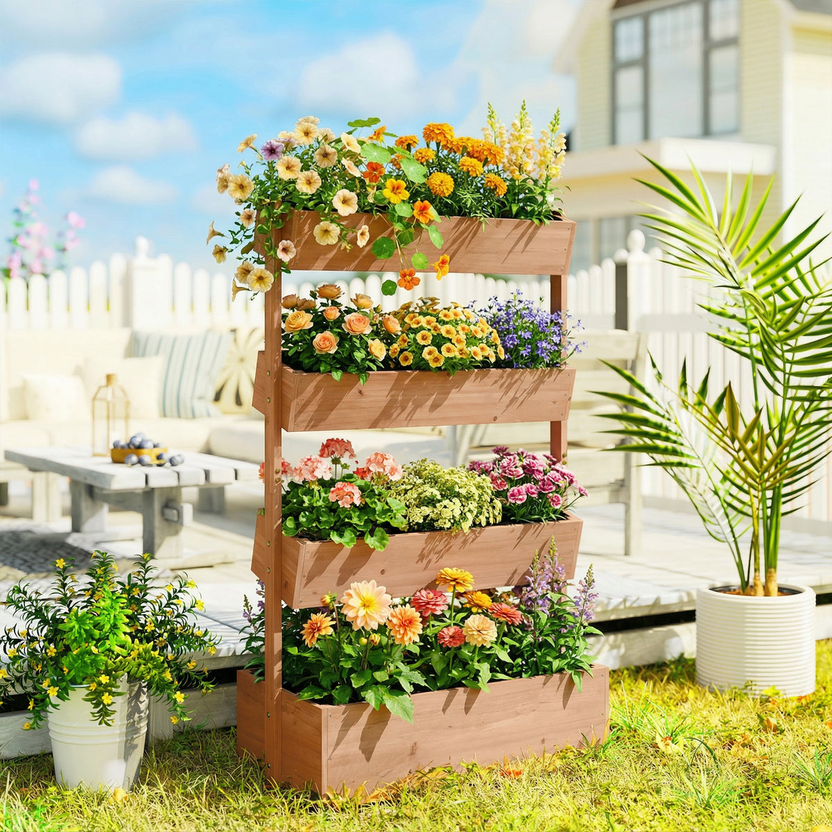 Jardinera Outsunny Madera De Abeto Marrón 85x45x140 Cm_1