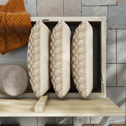 Baúl De Almacenaje Outsunny Madera De Abeto Madera Natural 120x55x45 Cm_4