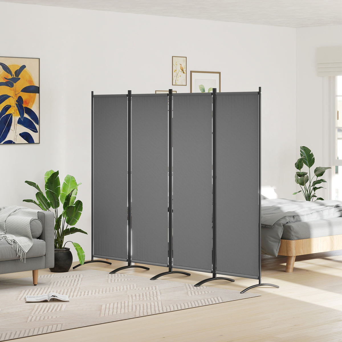 Separador De Ambientes Outsunny Poliéster, Metal Gris 221x50x172 Cm_1