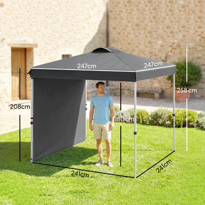 Carpa Plegable Outsunny Acero, Tela Oxford Gris Oscuro 247x247x268 Cm_2