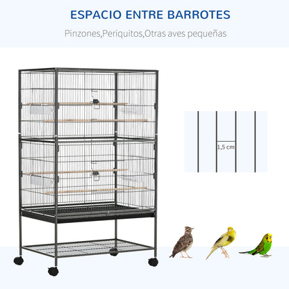Jaula Para Pájaros Pawhut Acero Gris Oscuro 78x52x132 Cm_5