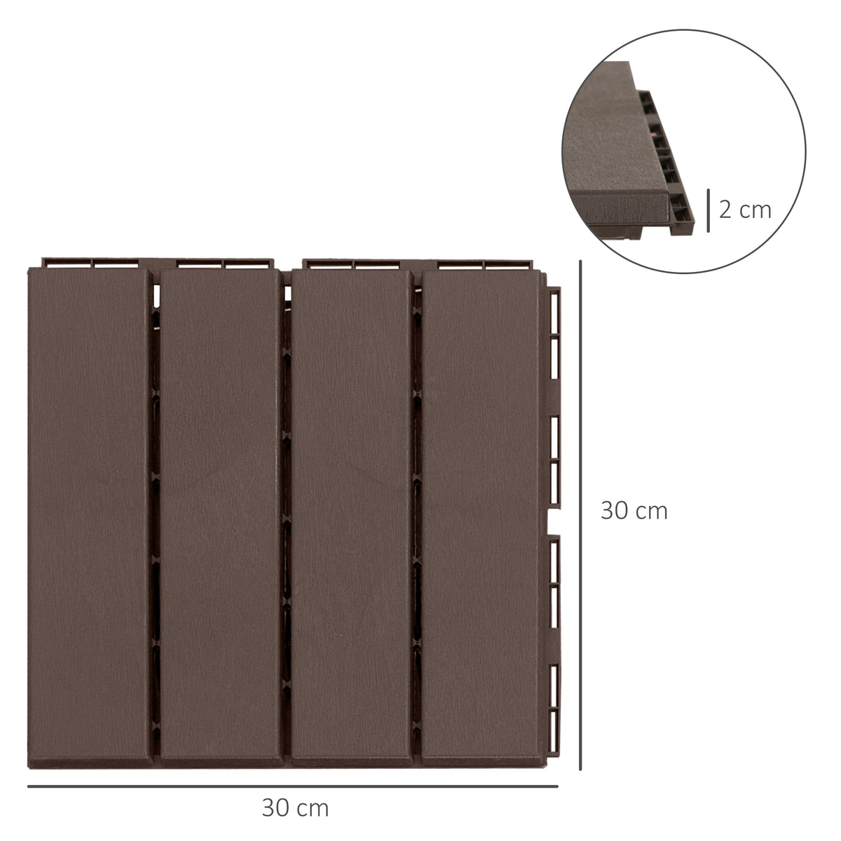 Baldosas Cuadradas Outsunny Marrom De 9 Piezas 30x30x2 Cm_2