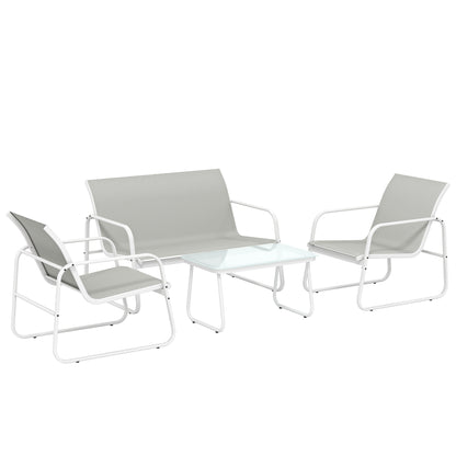 Muebles De Jardín Outsunny Acero, Textilene Gris Claro Y Blanco 112x73x74 Cm_1