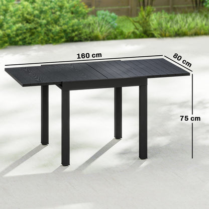Mesa Jardín Extensible Outsunny Aluminio Negro 160x80x75 Cm_2