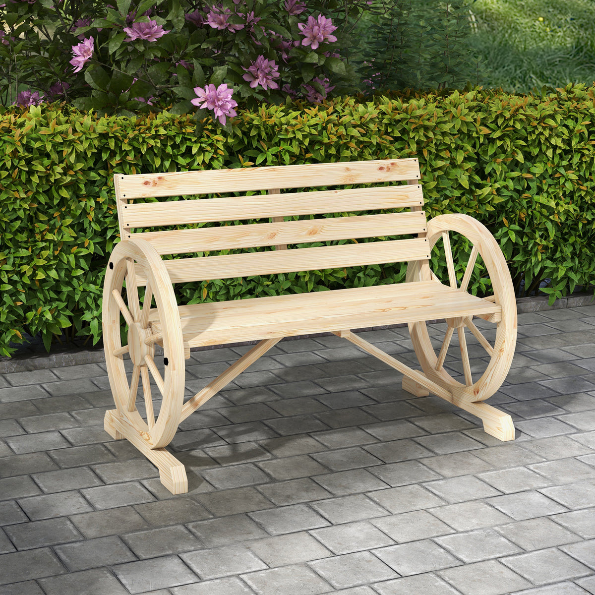 Banco De Jardín Outsunny Madera De Abeto Madera Natural 105.5x56x79 Cm_1