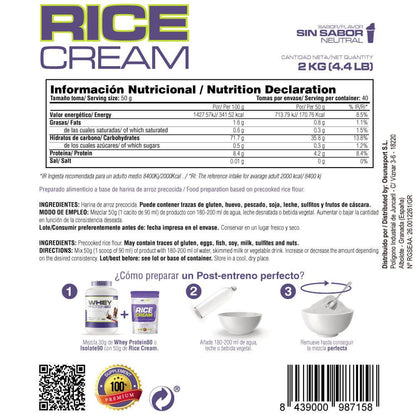 Rice Cream (crema De Arroz Pregelatinizada) - 2kg - Neutro - Fuente De Carbohidratos De Buena - Masmusculo_4