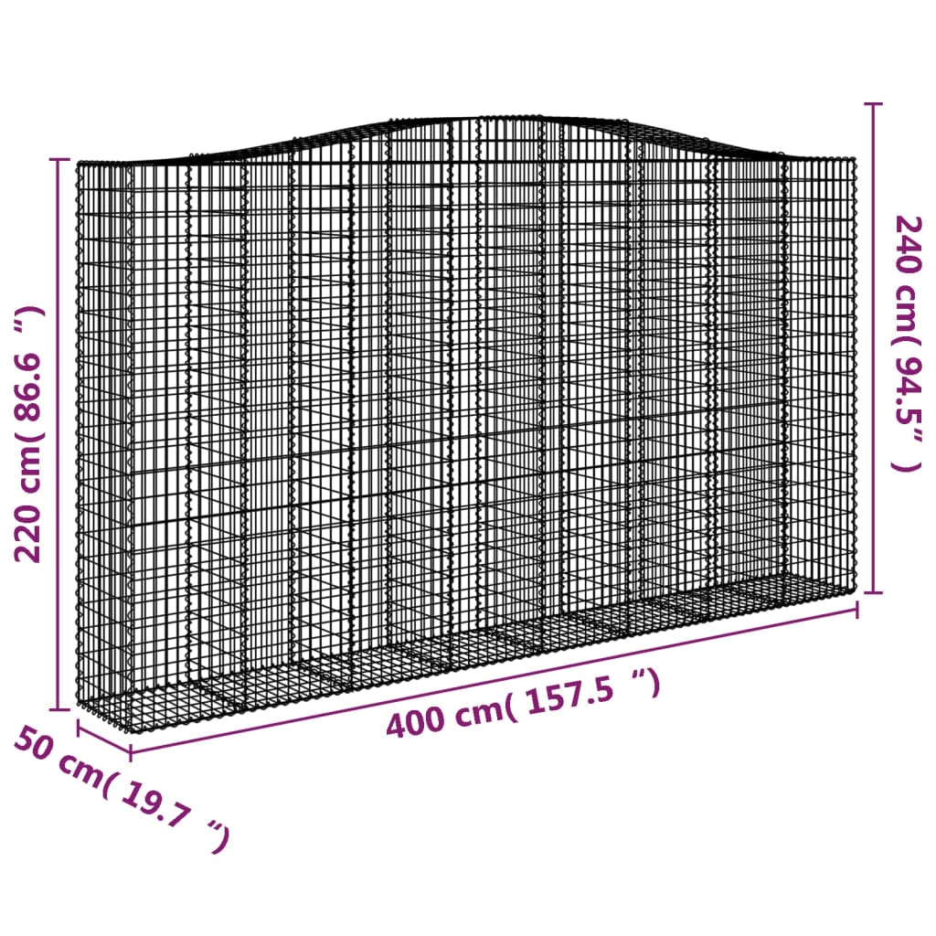 Cestas De Gaviones 9 Uds Forma De Arco Hierro 400x50x220/240 Cm_5