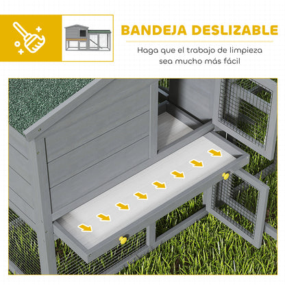 Conejera De Exterior Pawhut Madera De Abeto Gris 150x45x85 Cm_5
