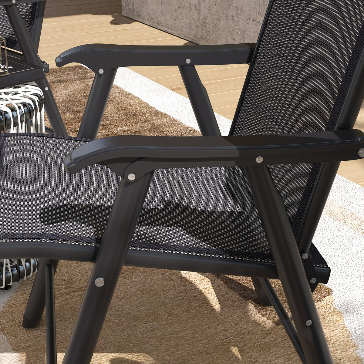 Sillas Plegables Outsunny Acero, Texteline Gris Oscuro 58x64x94 Cm_3