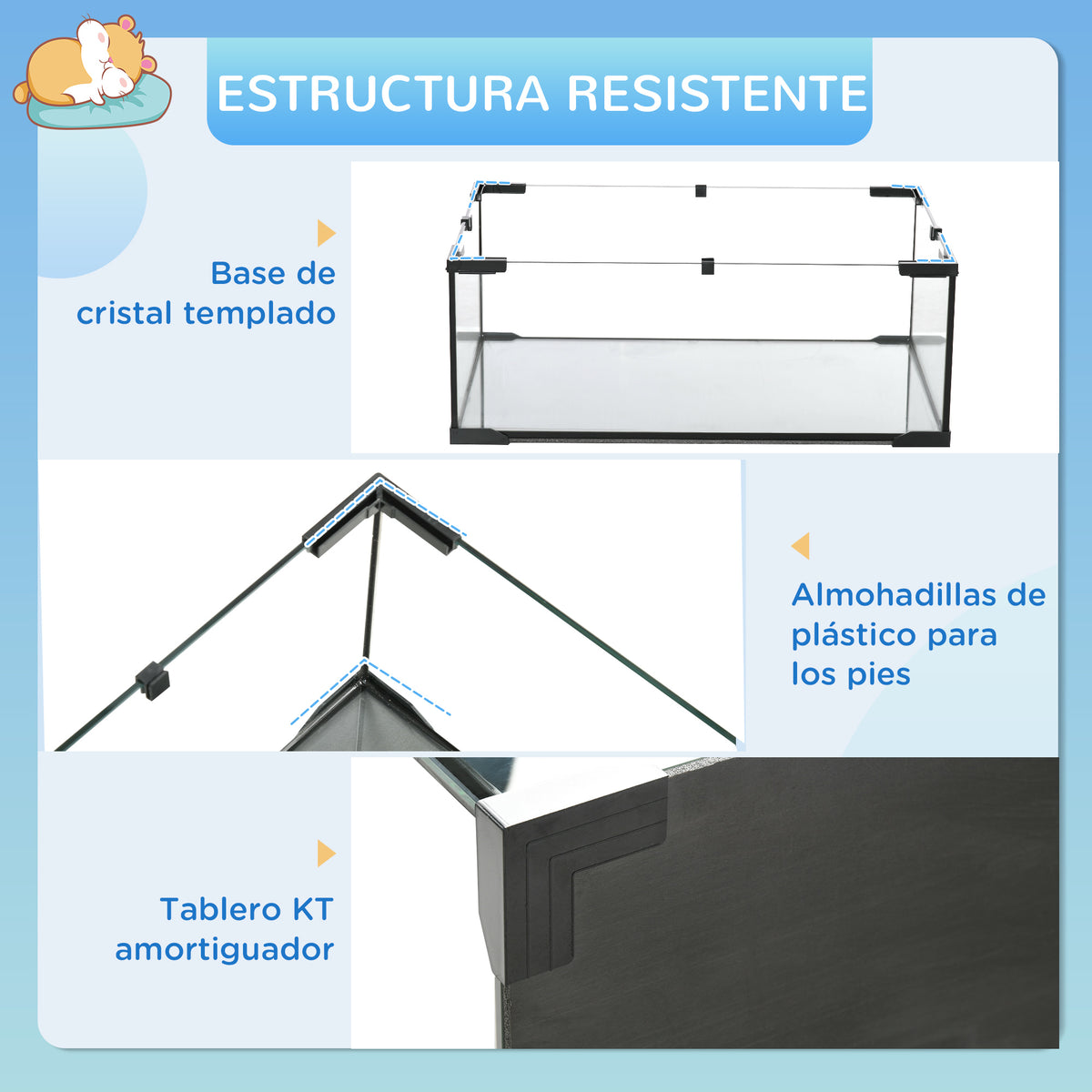 Jaula Para Hámster Pawhut Acero, Vidrio Negro 60x40x54.5 Cm_5