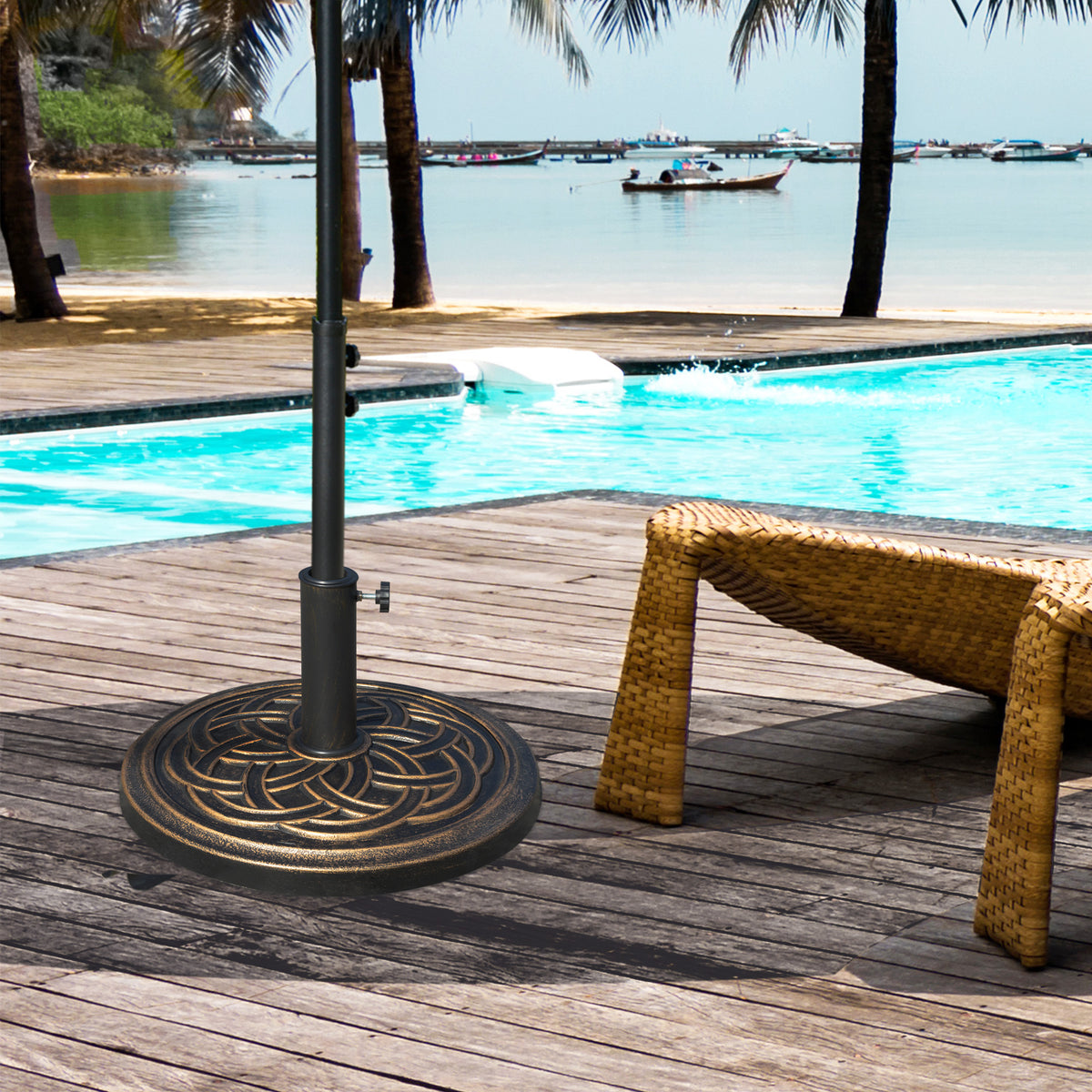 Base Para Sombrilla Outsunny Resina Y Acero Bronce 45x45x33 Cm_1