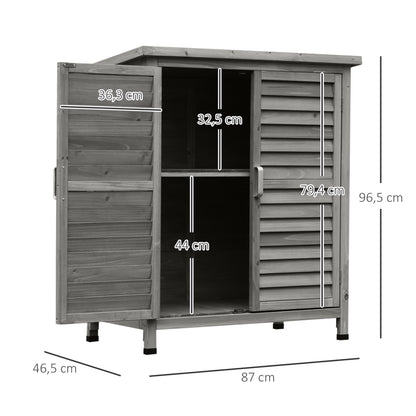 Cobertizo De Almacenamiento De Madera Outsunny 87x46,5x96,5cm Gris_2