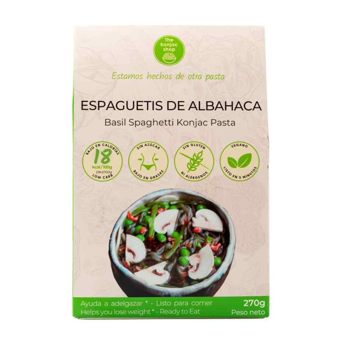 Espaguetis konjac albahaca The Konjac Shop 270g