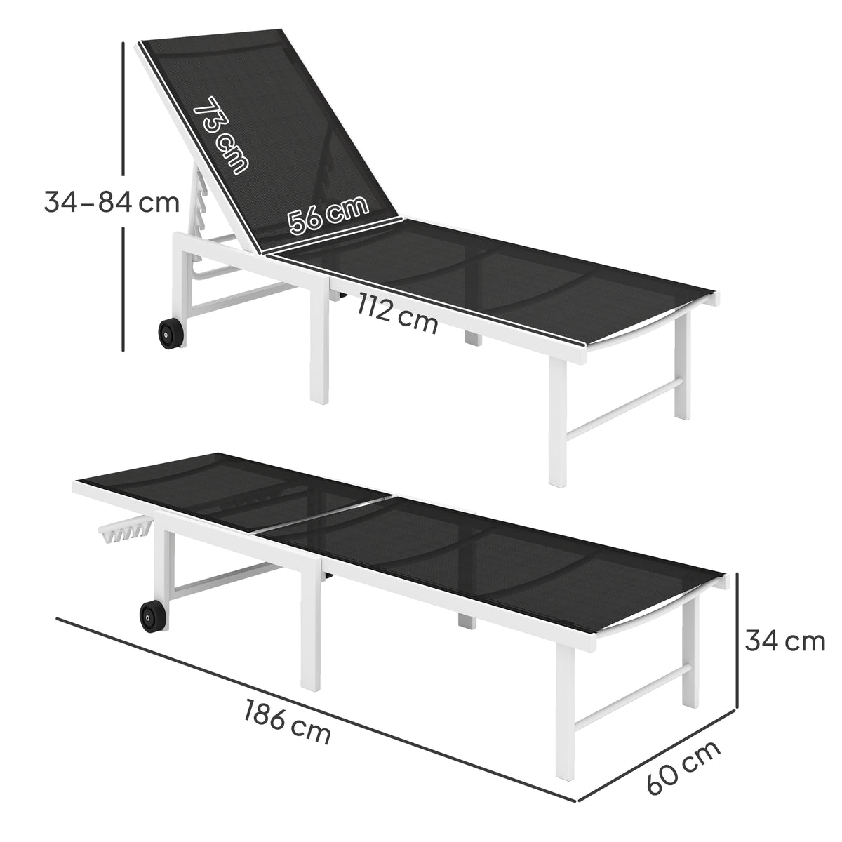Tumbona Outsunny Acero, Texteline Gris 166x60x84 Cm_2