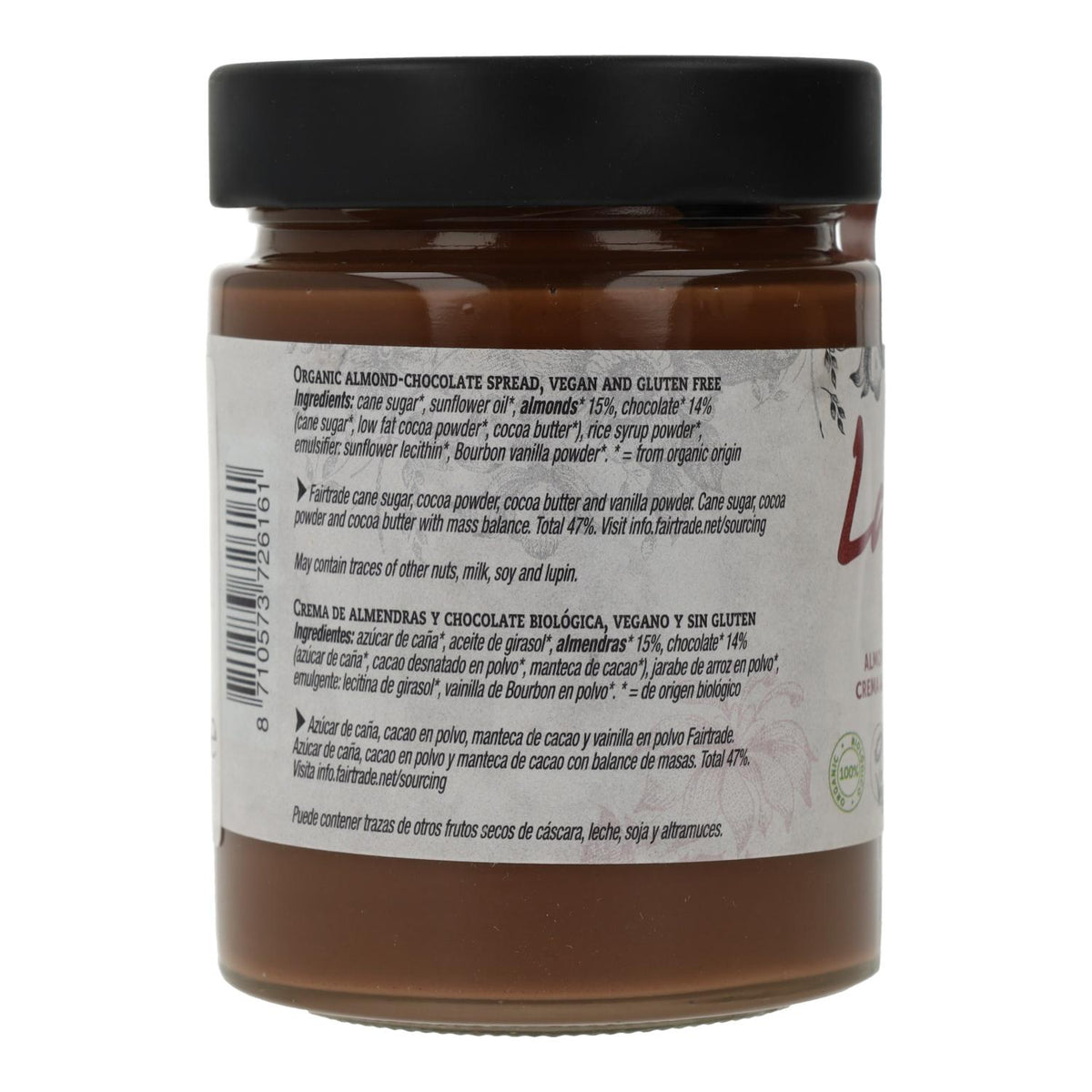 Crema de Chocolate con Almendras Vegana La Vida Vegan, 270 g
