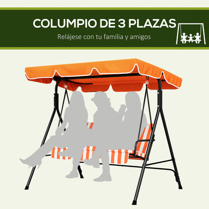 Columpio De Jardín Outsunny Acero, Textileno Naranja 172x110x153 Cm_5