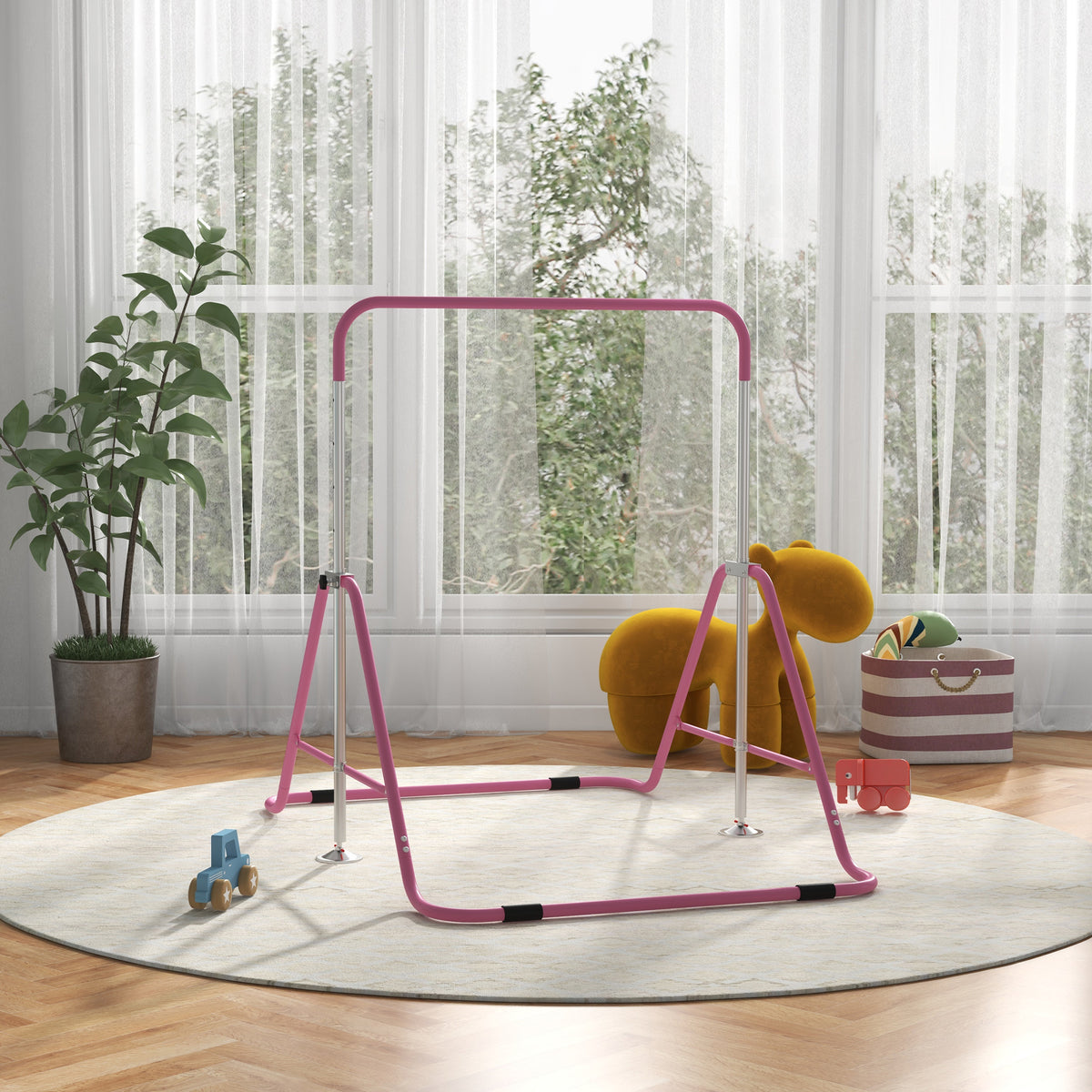 Barra De Gimnasia Homcom Acero Rosa 154x106.2x128.5 Cm 340-005v01pk_1
