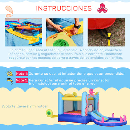 Castillo Inflable Infantil Outsunny Tela Oxford, Poliéster Multicolor 360x175x180 Cm_5