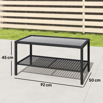 Mesa De Jardín Outsunny Ratán Pe, Acero Negro 92x50x45 Cm_2