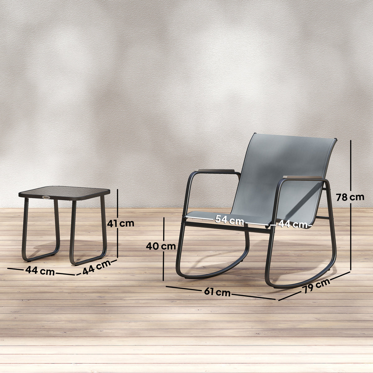 Outsunny Conjunto De Mesa Y Sillas De Terraza Exterior De 3 Piezas Gris_2