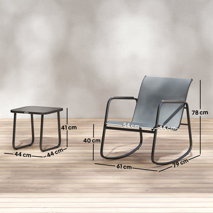 Conjunto De Bistró Outsunny Acero, Textileno Gris 79x61x78 Cm_2