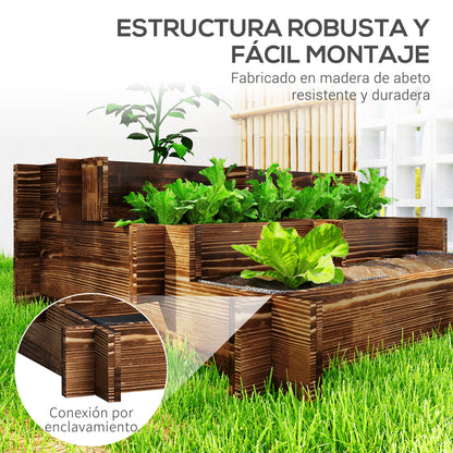 Jardinera Outsunny Madera De Abeto Carbonizado 93x93x35 Cm_5