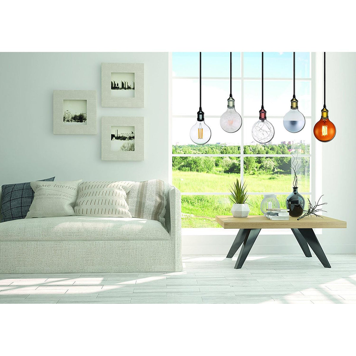 Portabombillas Vintage Black Pearl cable textil 1m E27 Garza Lighting