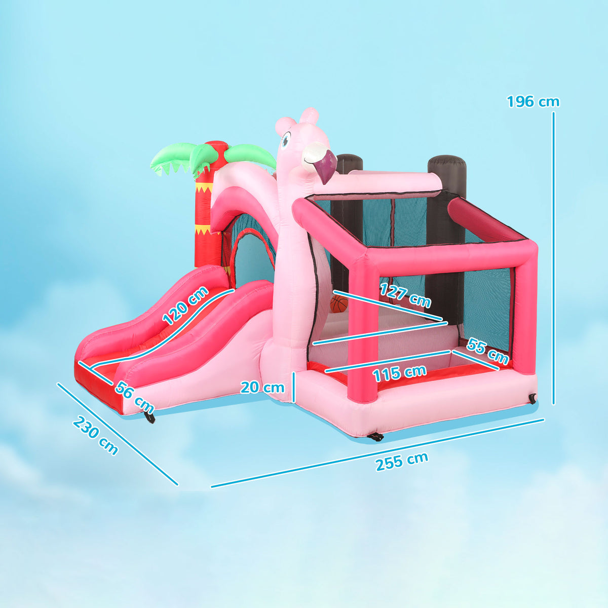 Castillo Inflable Para Niños Aiyaplay Tela Oxford Rosa 255x230x196 Cm_2