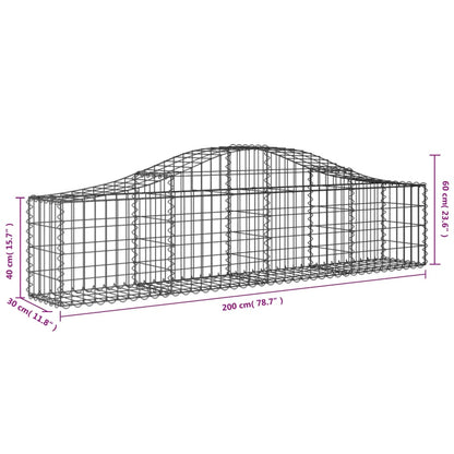 Cestas De Gaviones 2 Uds Forma De Arco Hierro 200x30x40/60 Cm_5
