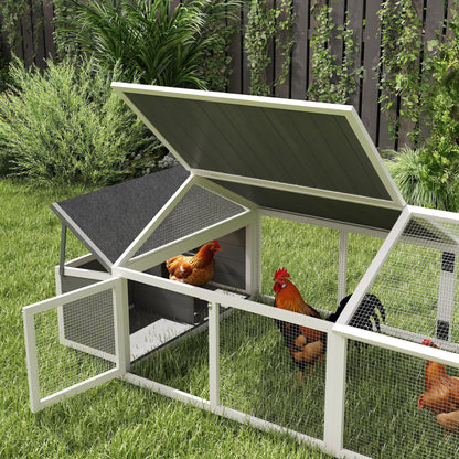 Gallinero Pawhut Madera De Abeto, Metal Blanco Y Gris 240x112.5x76 Cm_4