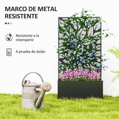 Jardinera Exterior Outsunny Metal Negro 61x23x113 Cm_5