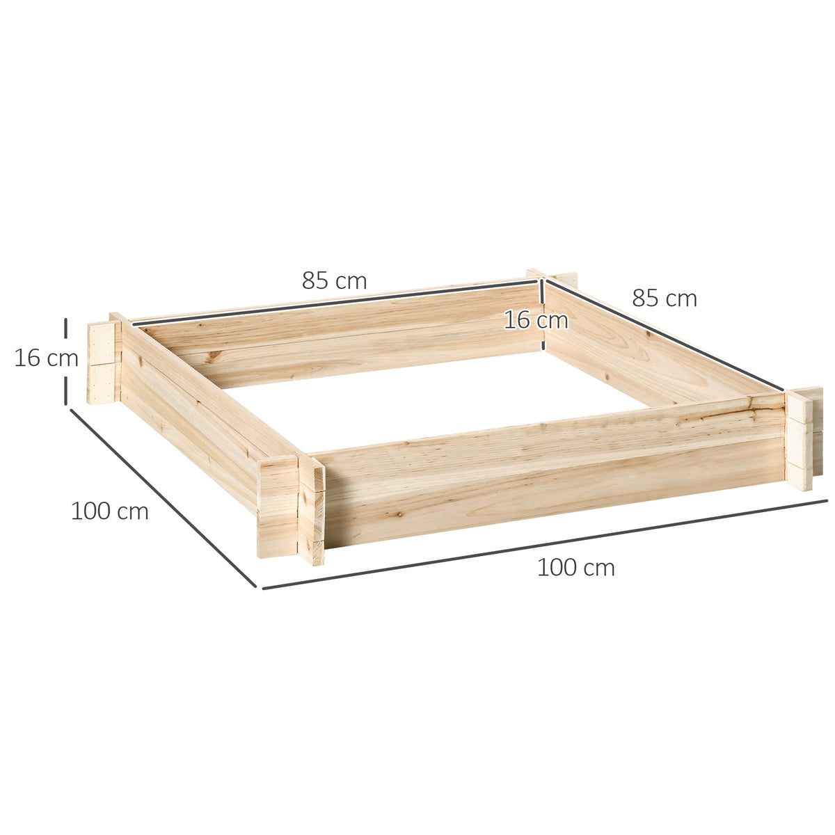 Arriate De Madera Outsunny Madera De Abeto Madera Natural 100x100x16 Cm_2
