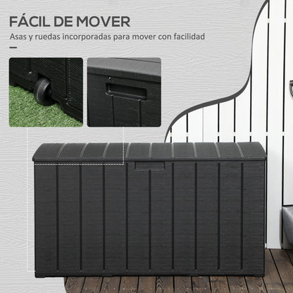 Baúl De Almacenamiento Outsunny Pe Negro 122,4x62x64,5 Cm_5