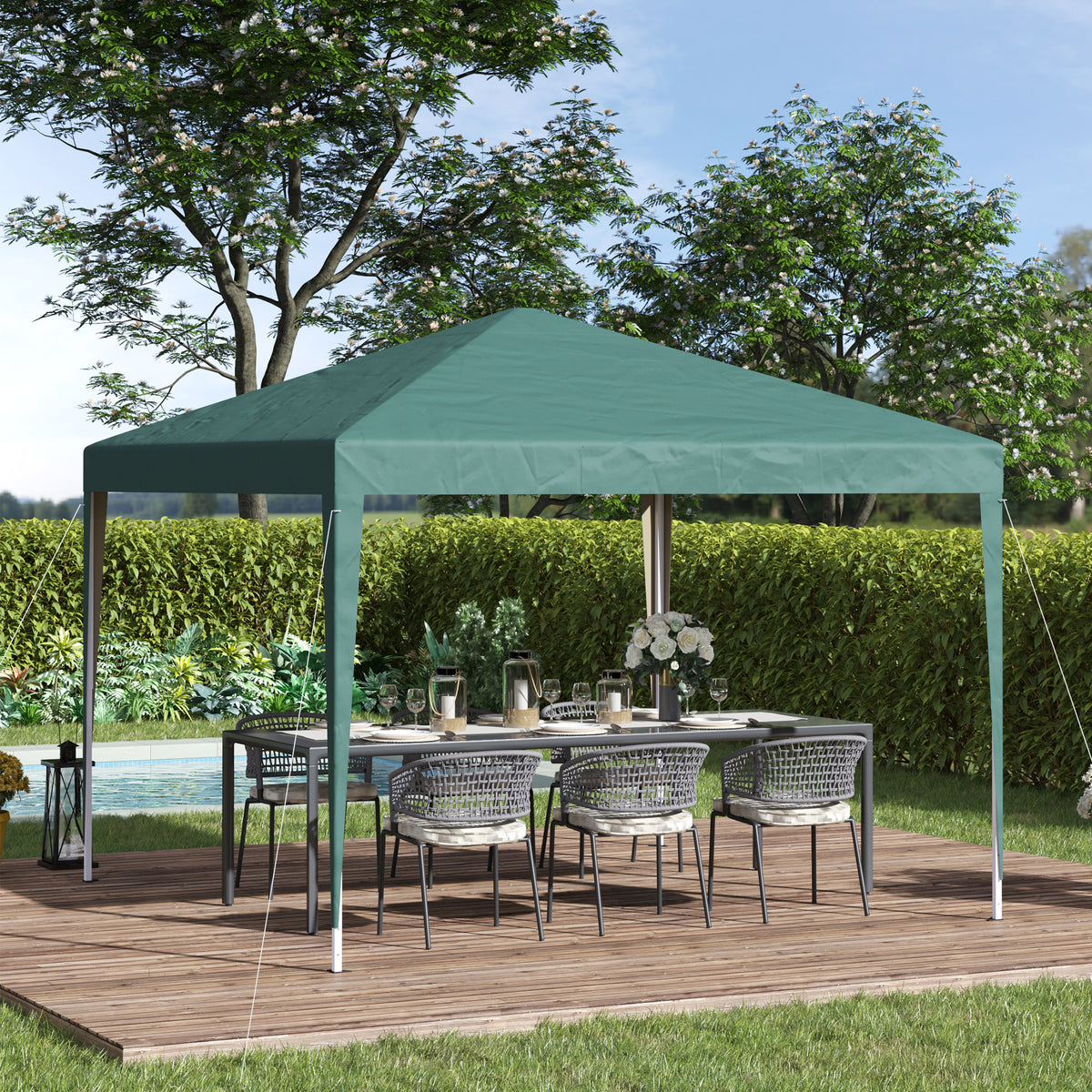 Carpa Plegable Outsunny Acero, Tela Oxford Verde 295x295x255 Cm_1