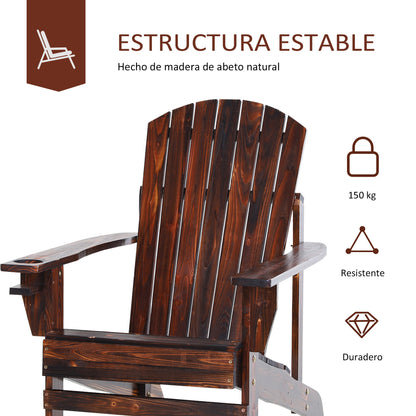 Silla Adirondack De Madera Para Jardín Outsunny 72,5x97x93 Cm Marrón_5
