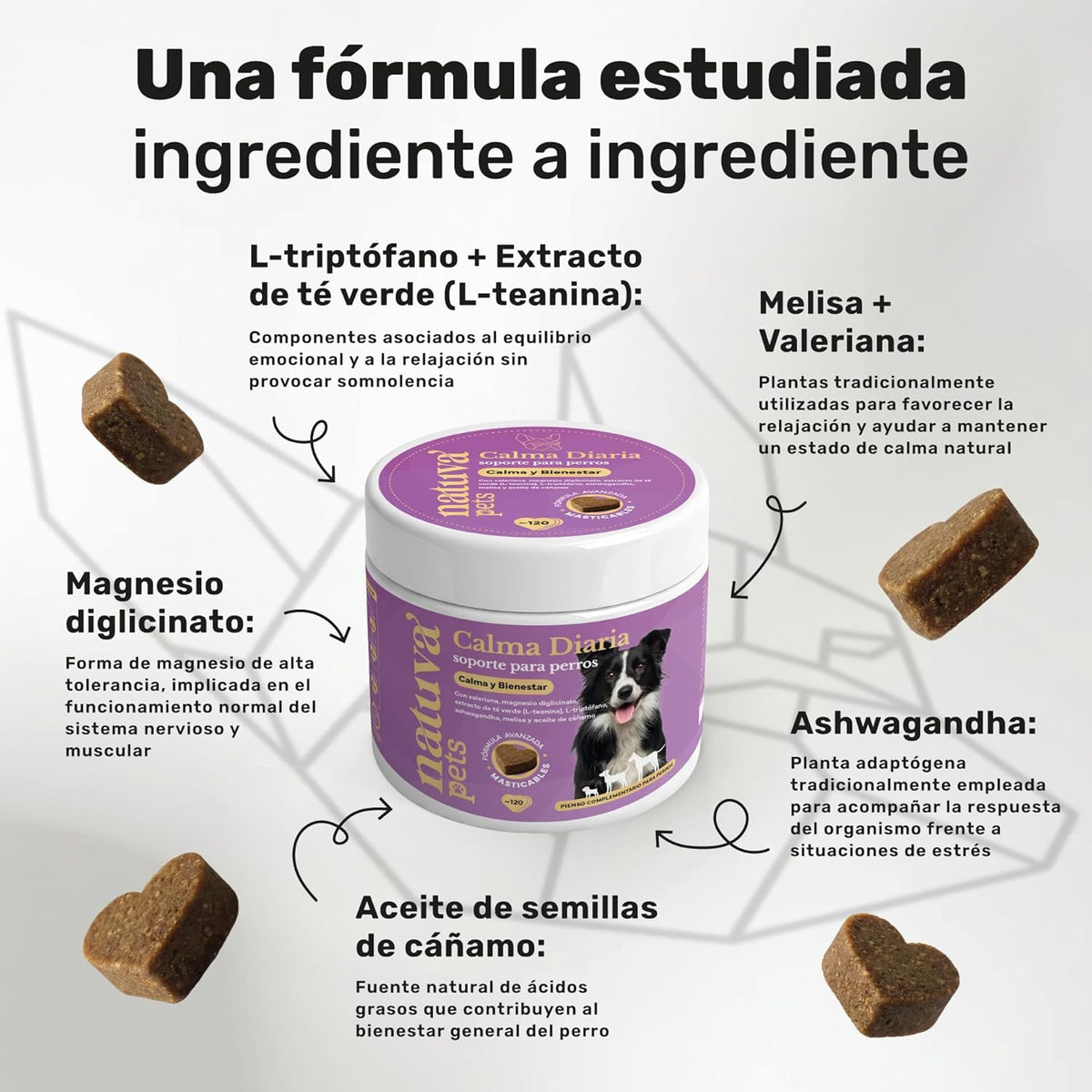 Calmante Para Perros. Calma Diaria Y Bienestar. Suplemento Para Mascotas. 120 Masticables. Natuva Pets_2