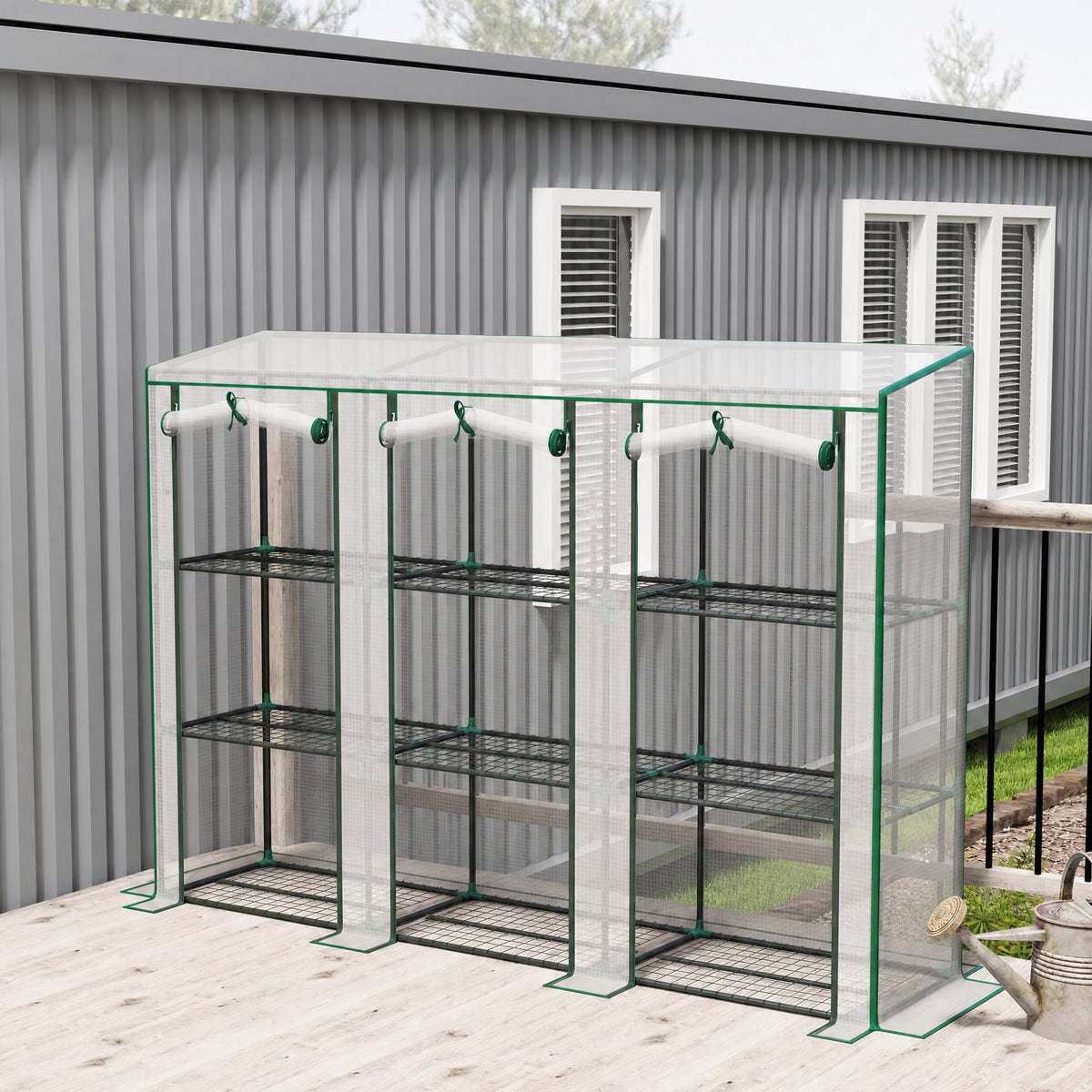 Invernadero De Jardín Outsunny Pe, Acero Blanco 215x46x151cm 84h-228v01wt_1