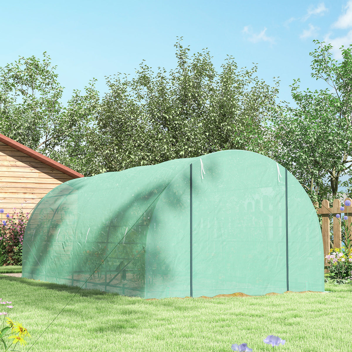 Invernadero De Túnel Con 8 Ventanas Outsunny 600x300x200 Cm Verde_4