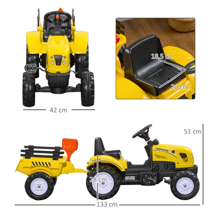 Tractor Infantil Homcom Pp, Pvc, Metal Amarillo 133x42x51 Cm_2