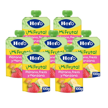 Pack 7x Bol Yogur Plátano Fresa Manzana Hero 100g