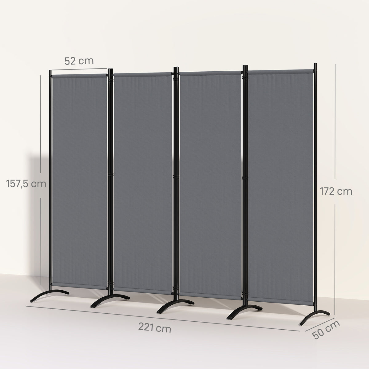 Separador De Ambientes Outsunny Poliéster, Metal Gris 221x50x172 Cm_2