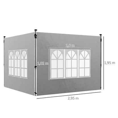 Paredes Laterales Carpa Outsunny Tela Oxford Gris Claro 295x195 Cm_2