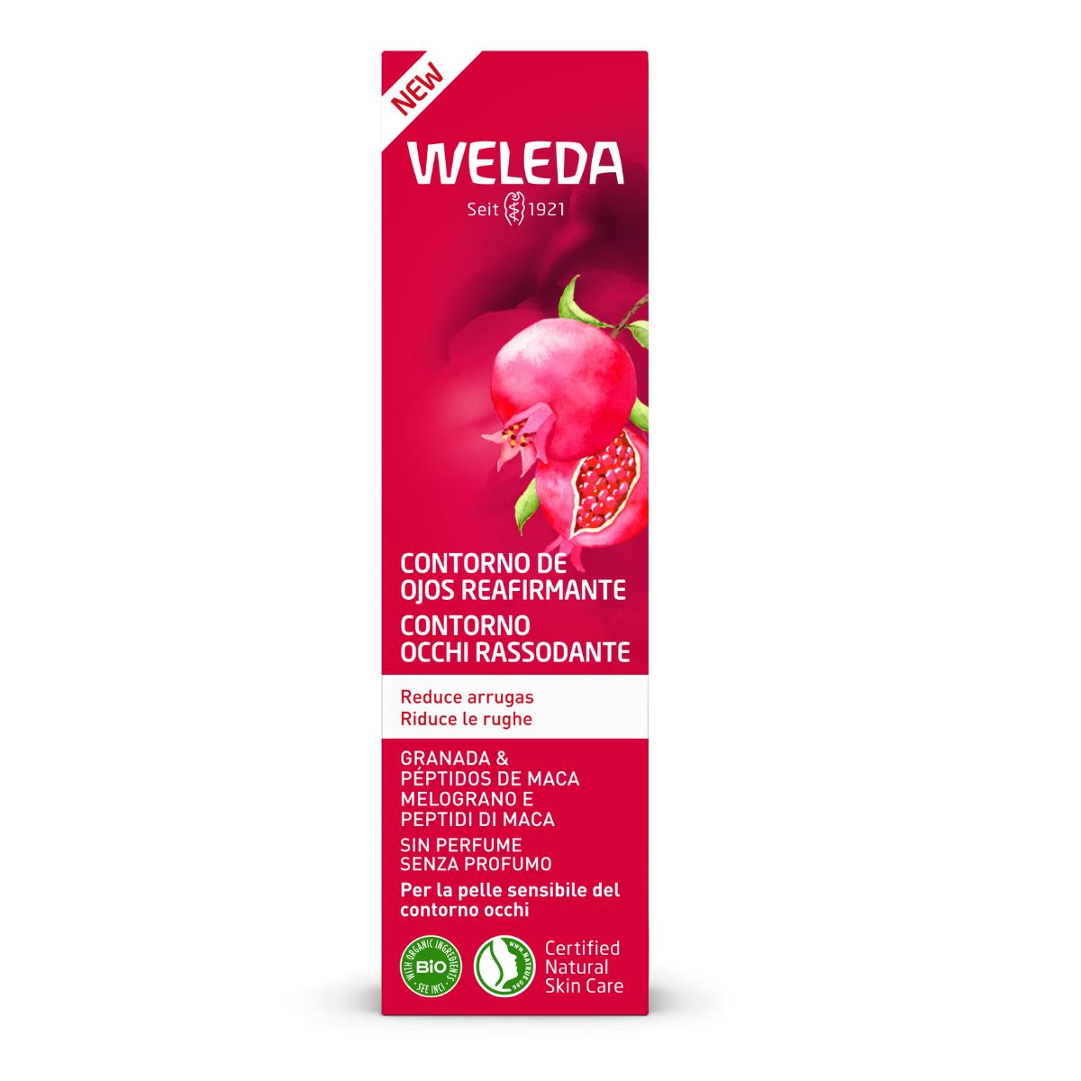 Contorno de ojos reafirmante de granada y péptidos de maca Weleda 12 ml