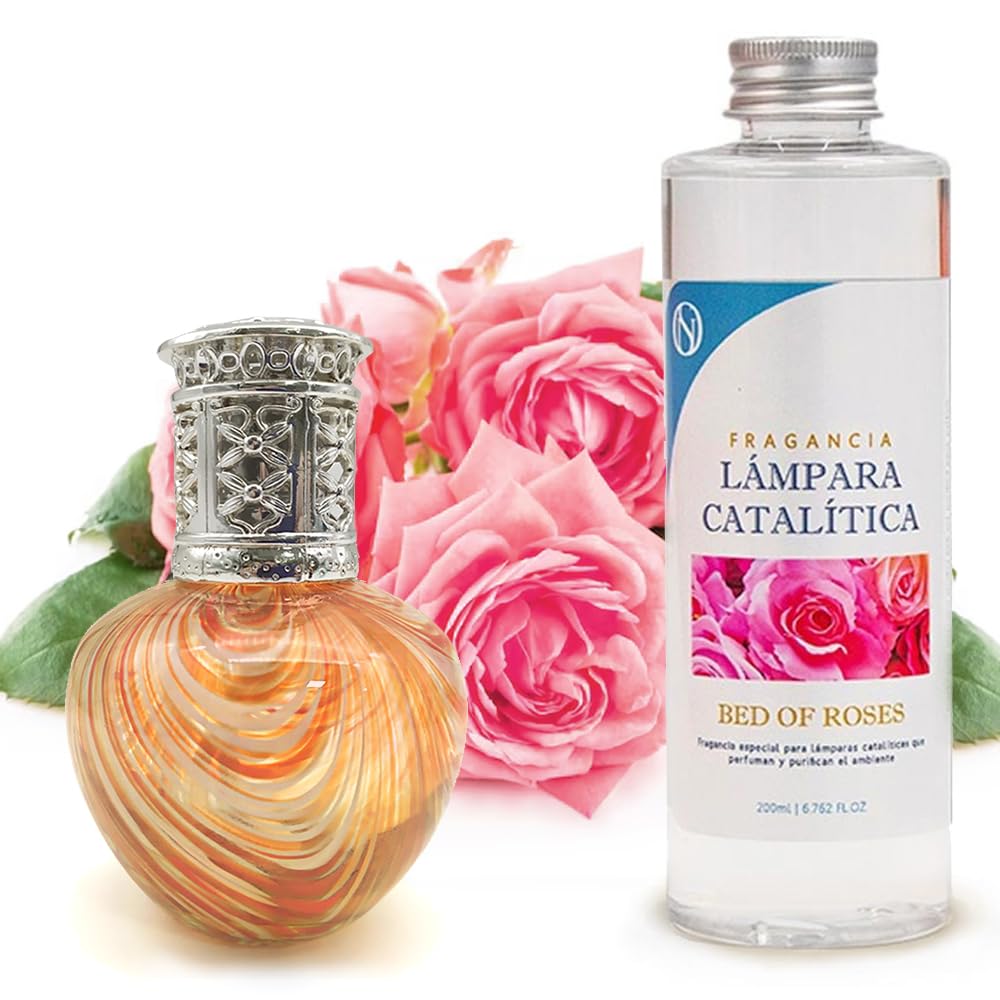 Lámpara Catalítica Orange Waves + Fragancia Bed Of Roses 200 Ml - Elimina Malos Olores, Impurezas Y Perfuma_0