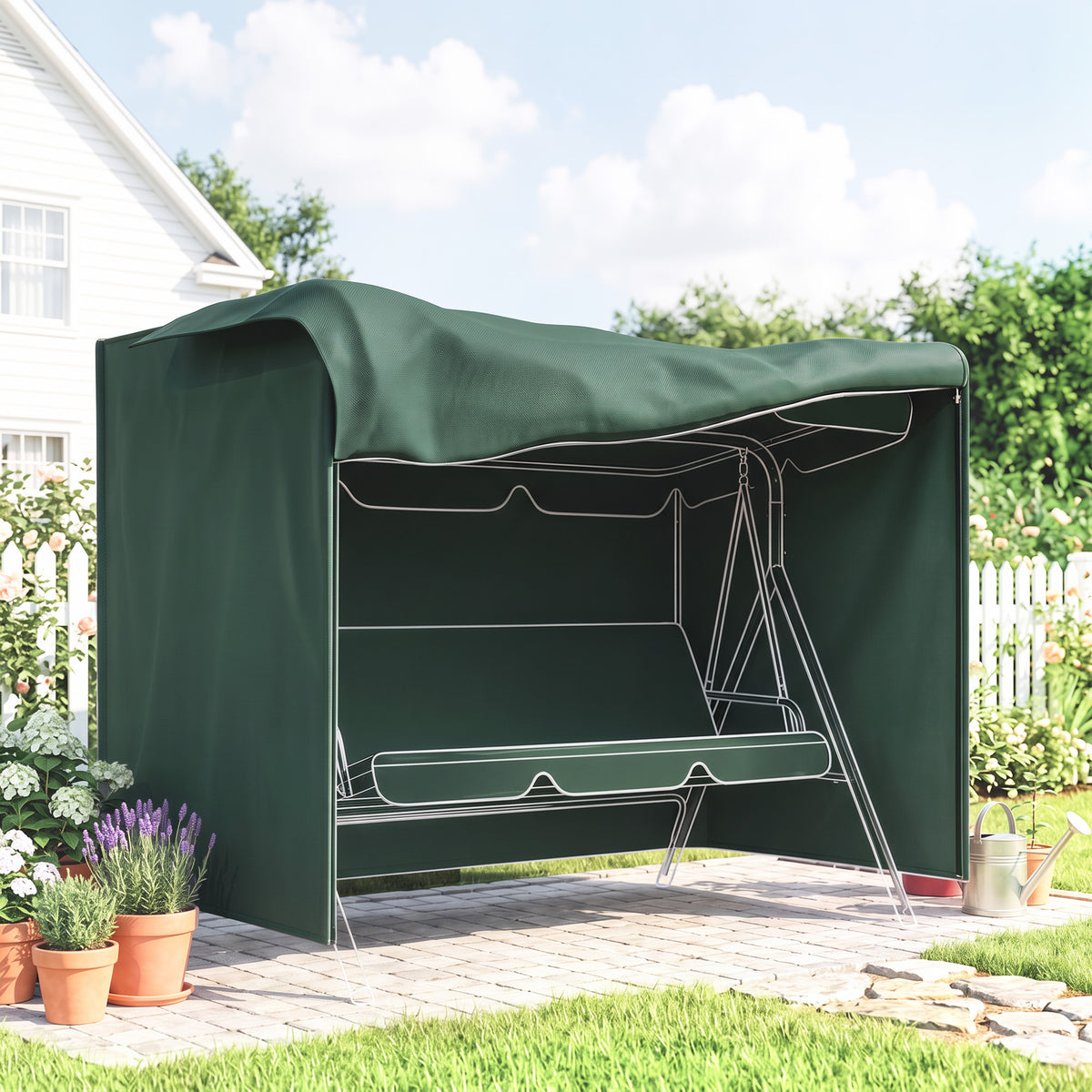 Cubierta Para Columpio Outsunny Verde Oscuro 205x124x164cm_1