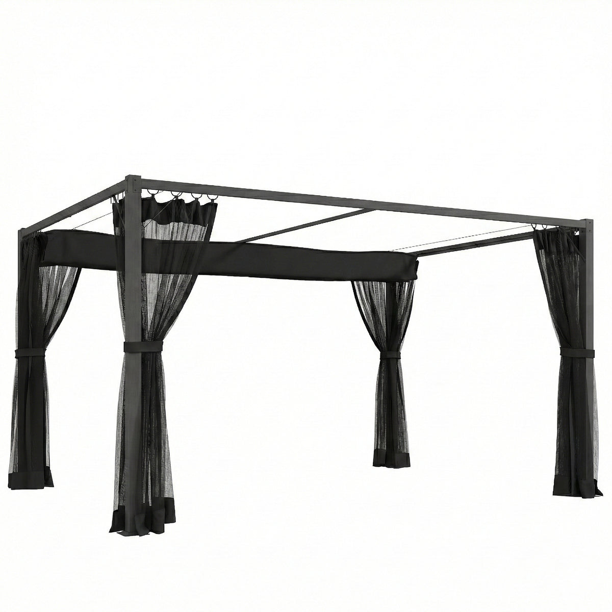 Pérgola Outsunny Aluminio, Poliéster Gris Oscuro 397x297x225 Cm_0