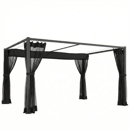 Pérgola Outsunny Aluminio, Poliéster Gris Oscuro 397x297x225 Cm_0