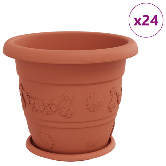 Macetas 24 Uds. Rojo Ladrillo Ø 34 X 28 Cm Plástico_0