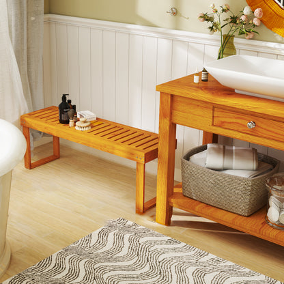 Banco De Jardín Outsunny Madera De Pino Teca 120x34x43 Cm_4